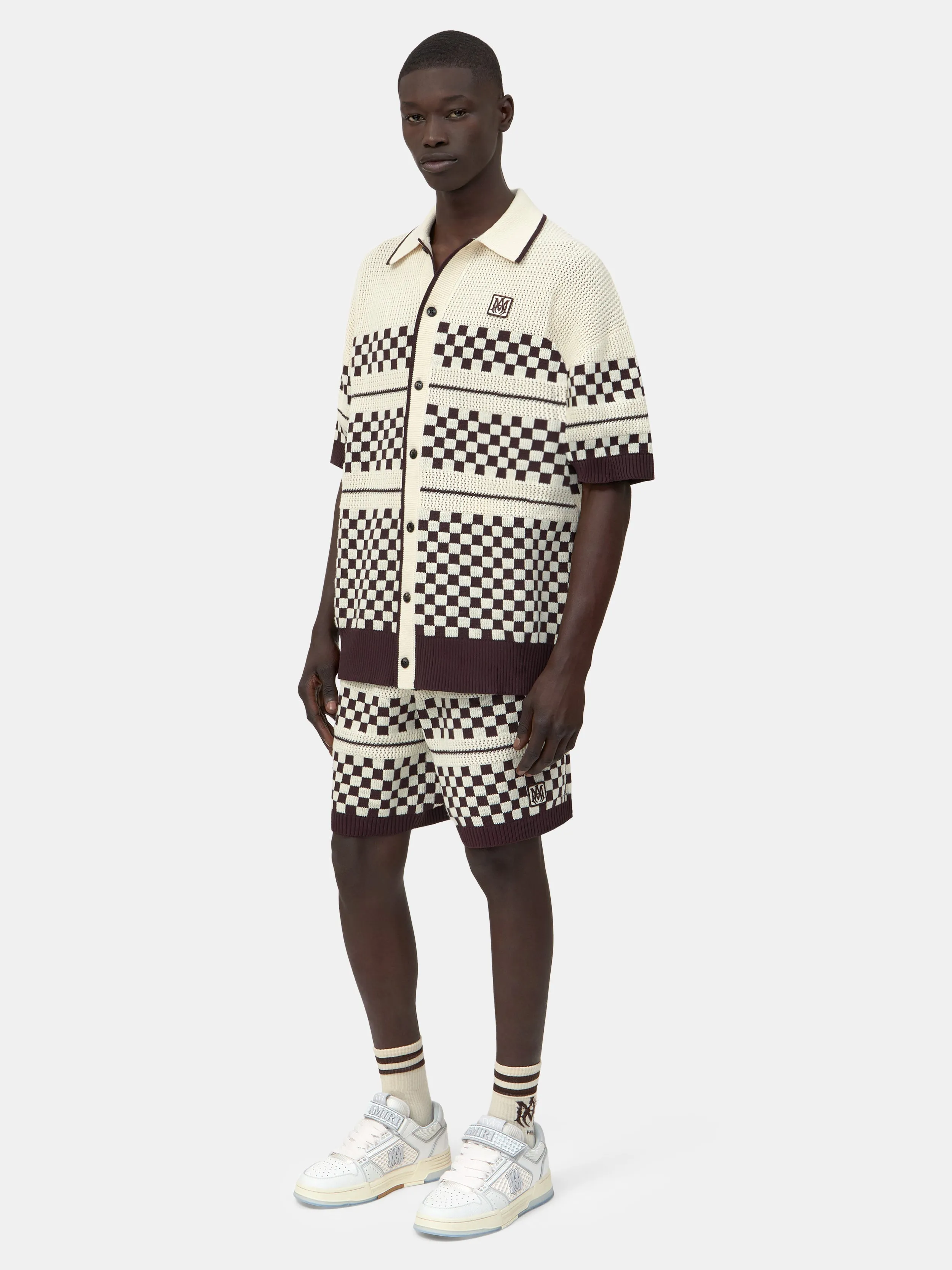 CHECKERED MESH SHORT - Alabaster sold by AMIRI product image thumbnail 3