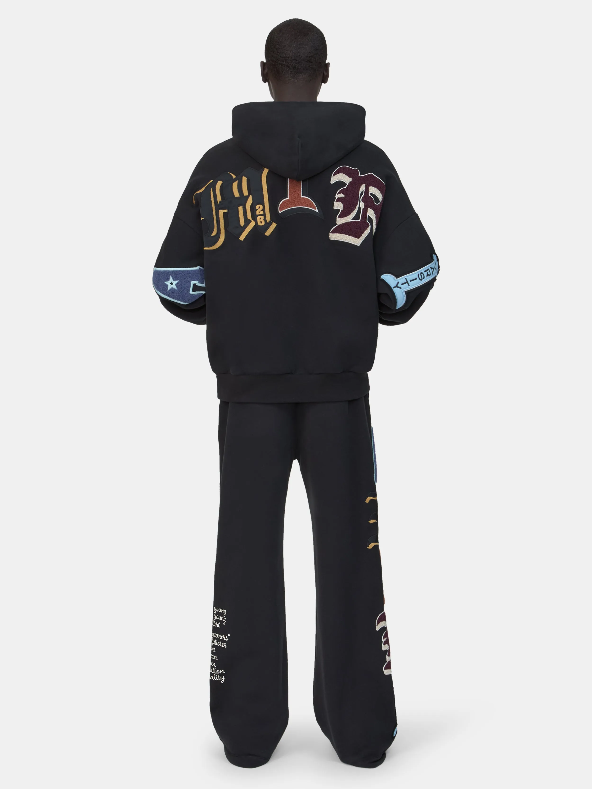 VARSITY PATCH OVERSIZED ZIP HOODIE - Black sold by AMIRI product image thumbnail 4