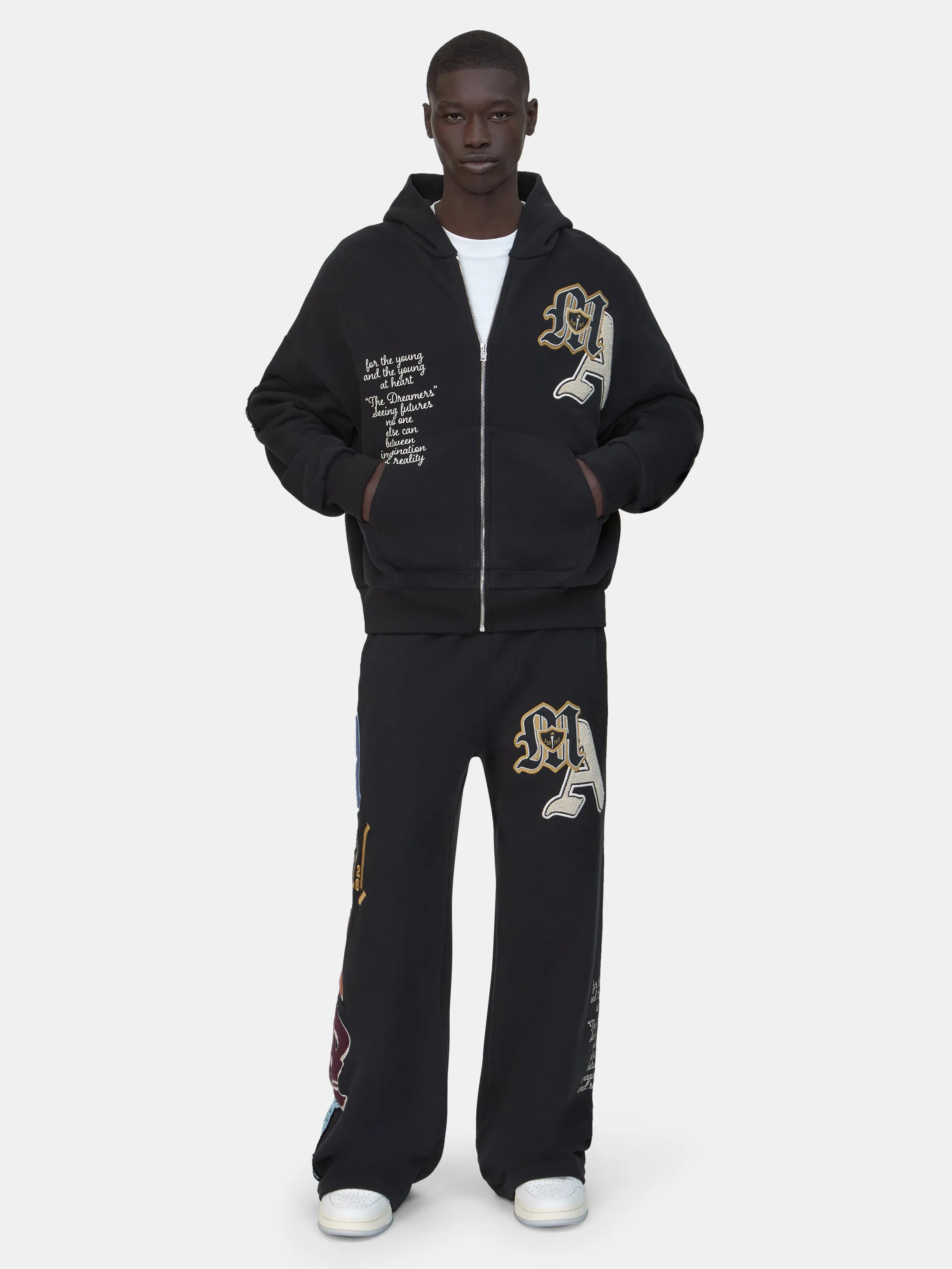VARSITY PATCH OVERSIZED ZIP HOODIE - Black sold by AMIRI product image thumbnail 2