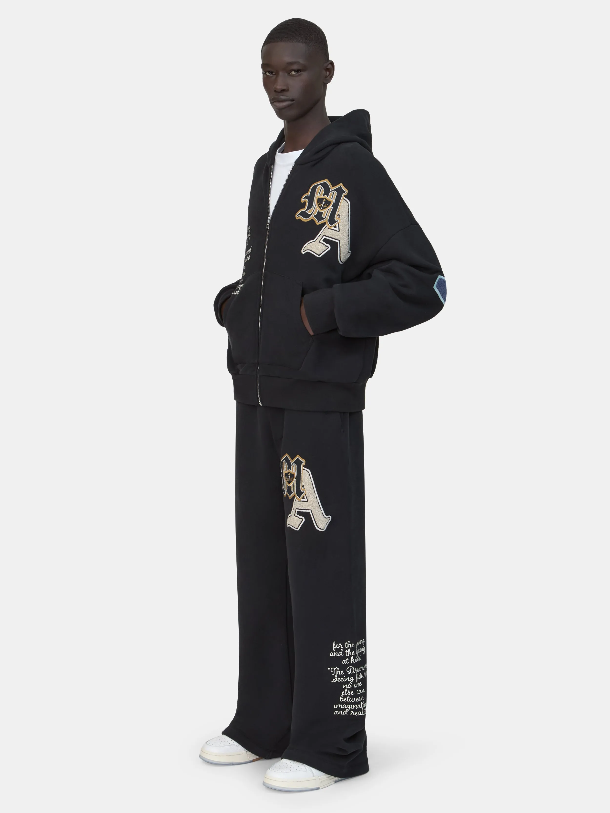 VARSITY PATCH OVERSIZED ZIP HOODIE - Black sold by AMIRI product image thumbnail 3