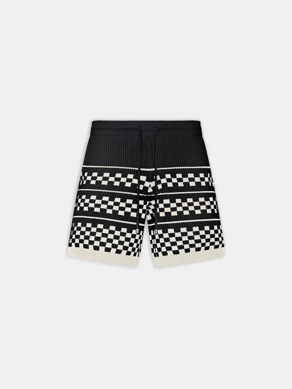 CHECKERED MESH SHORT - Black made by AMIRI
