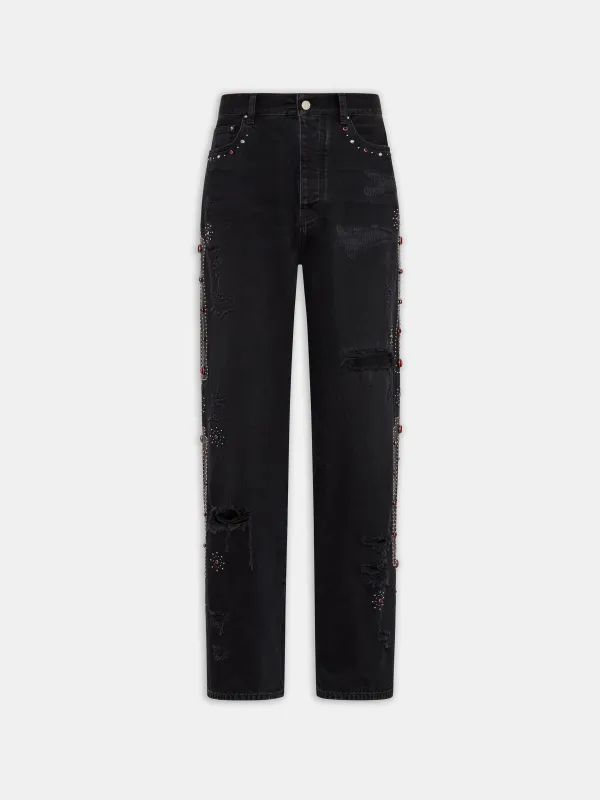 BONES STUDDED BAGGY JEAN - Vintage Black sold by AMIRI
