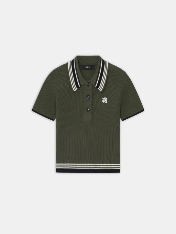 WOMEN - WOMEN'S MA STRIPE POLO - Dark Sage sold by AMIRI