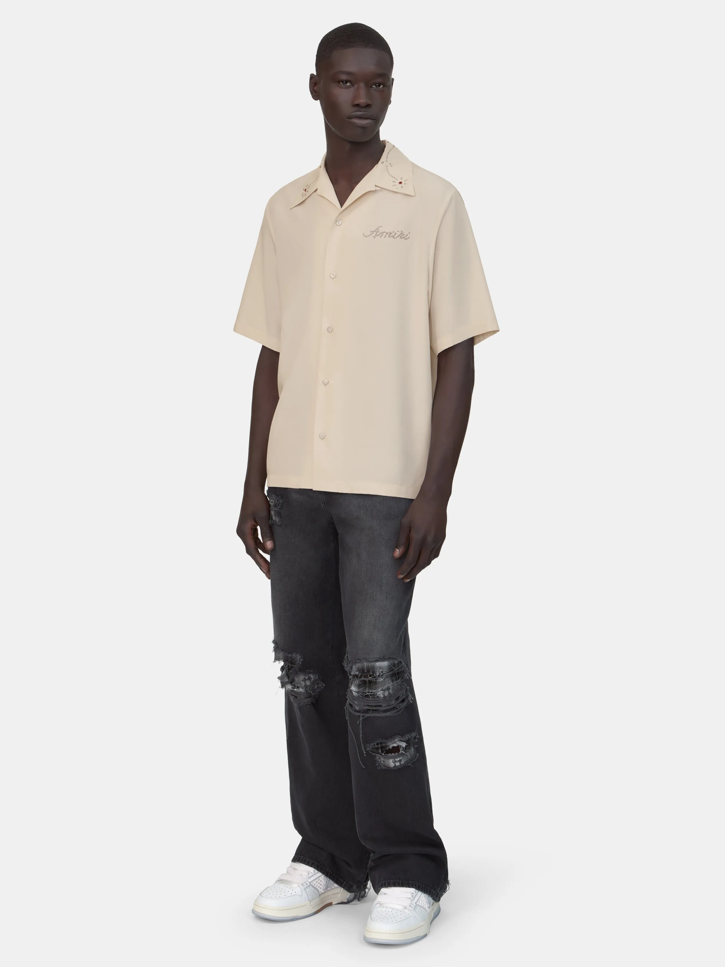 AMIRI STUD CAMP SHIRT - Ivory sold by AMIRI product image thumbnail 3