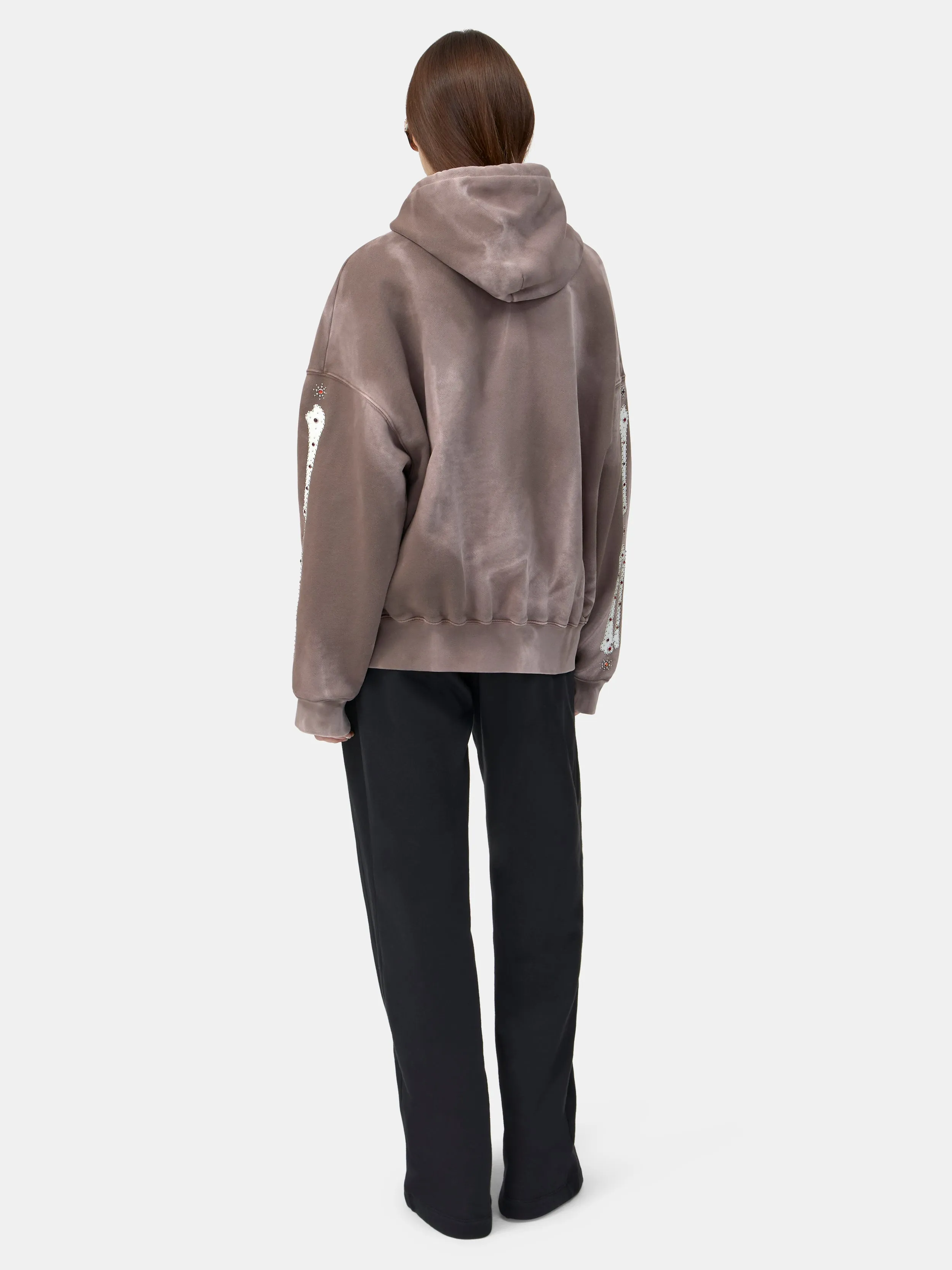 WOMEN - WOMEN'S BONES STUDDED ZIP HOODIE - Dark Brown sold by AMIRI product image thumbnail 4