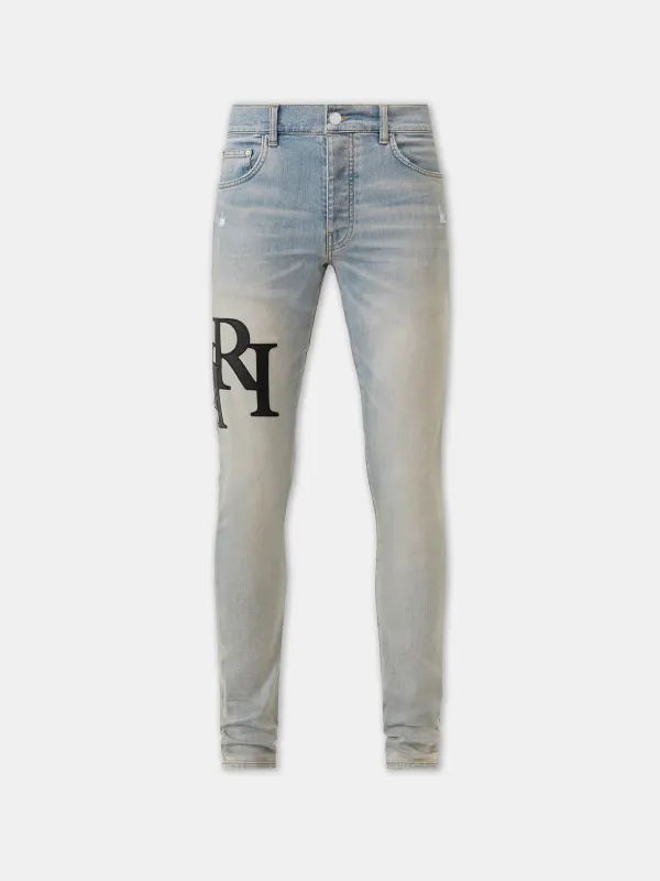 STAGGERED LOGO SKINNY JEAN - ANTIQUE INDIGO made by AMIRI