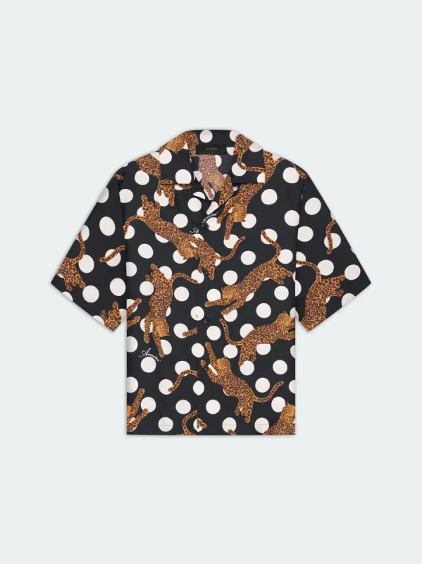 LEOPARD POLKA DOTS BOWLING SHIRT - Black sold by AMIRI
