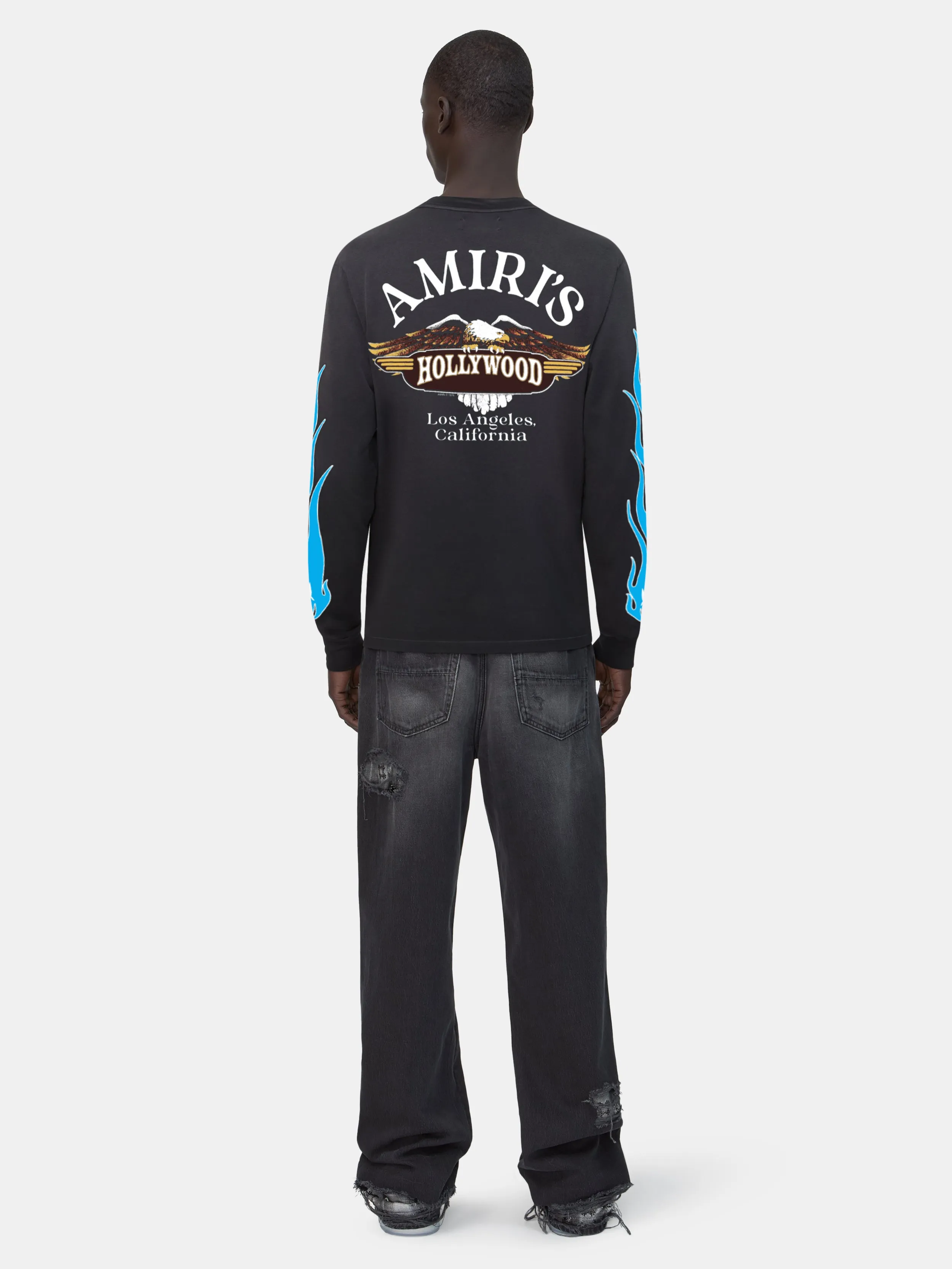 AMIRI EAGLE FLAMES LONG SLEEVE TEE - Black sold by AMIRI product image thumbnail 3