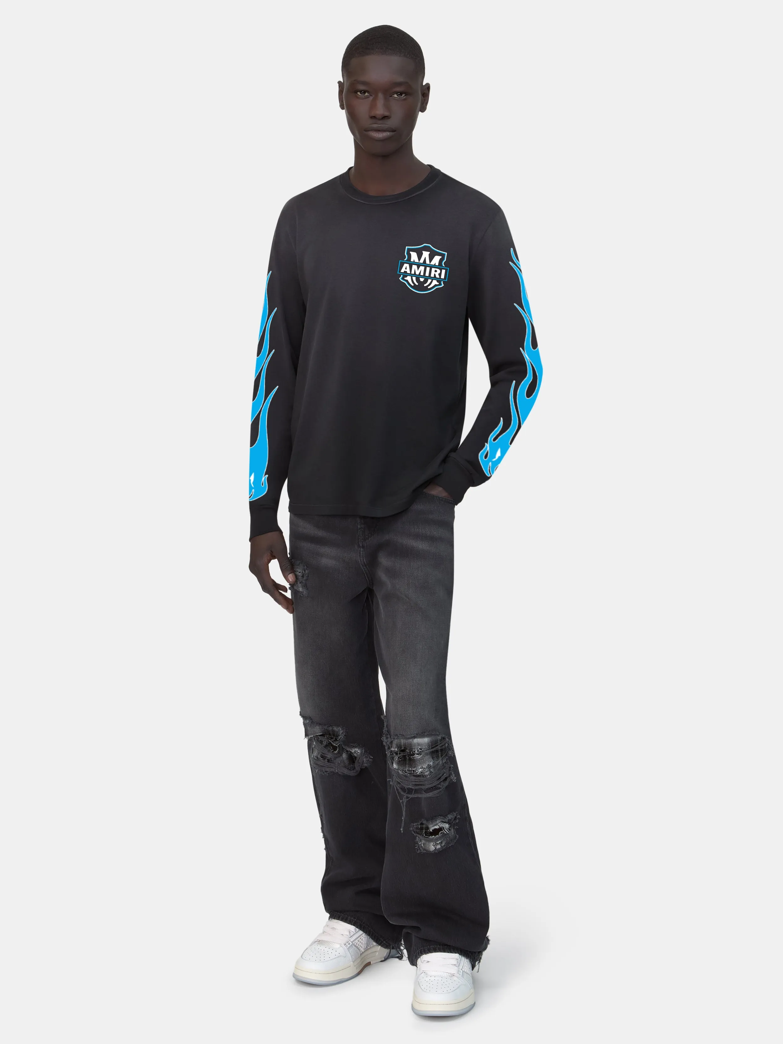 AMIRI EAGLE FLAMES LONG SLEEVE TEE - Black sold by AMIRI product image thumbnail 2