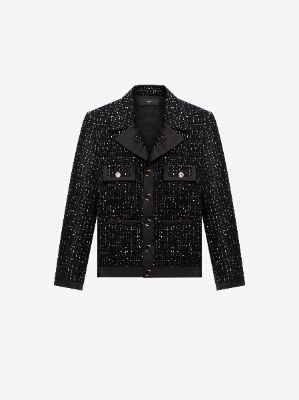 Boucle Cropped Jacket - Black/Black sold by AMIRI
