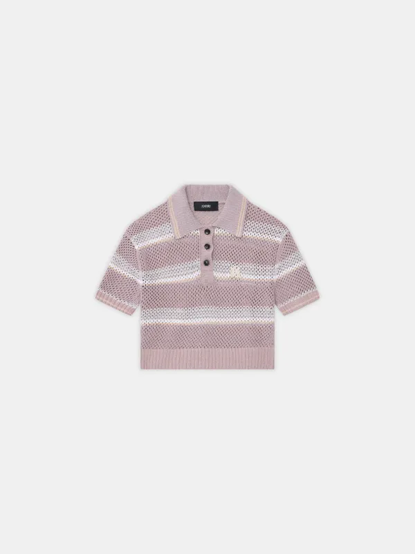 WOMEN - WOMEN'S MA STRIPE CROCHET POLO - Dusk sold by AMIRI