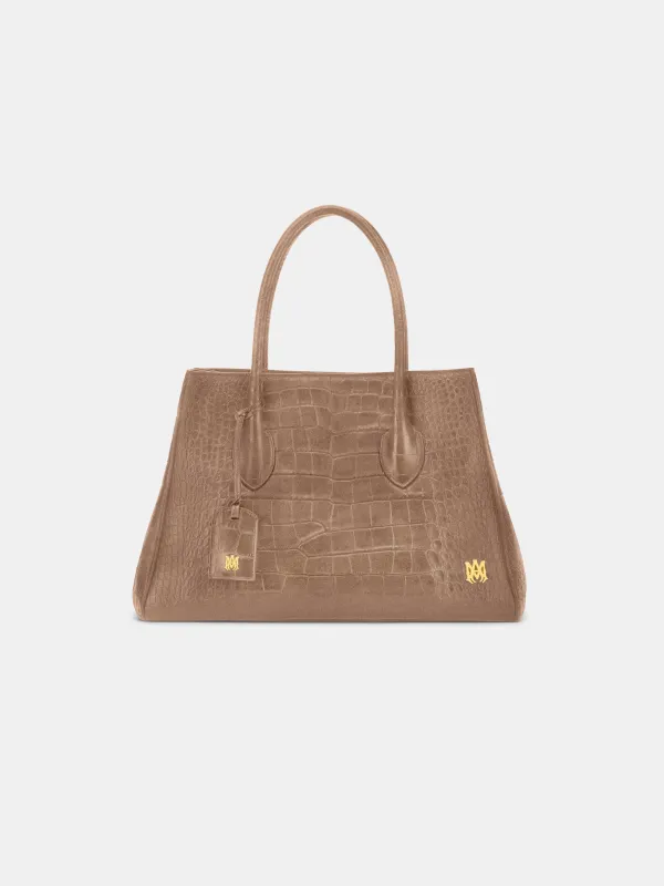 WOMEN - WOMEN'S SUEDE CROC HONEY 40 TOTE - Dark Brown made by AMIRI
