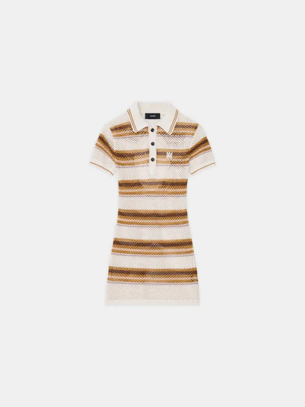 WOMEN - WOMEN'S MA STRIPE POLO MINI DRESS - Alabaster sold by AMIRI
