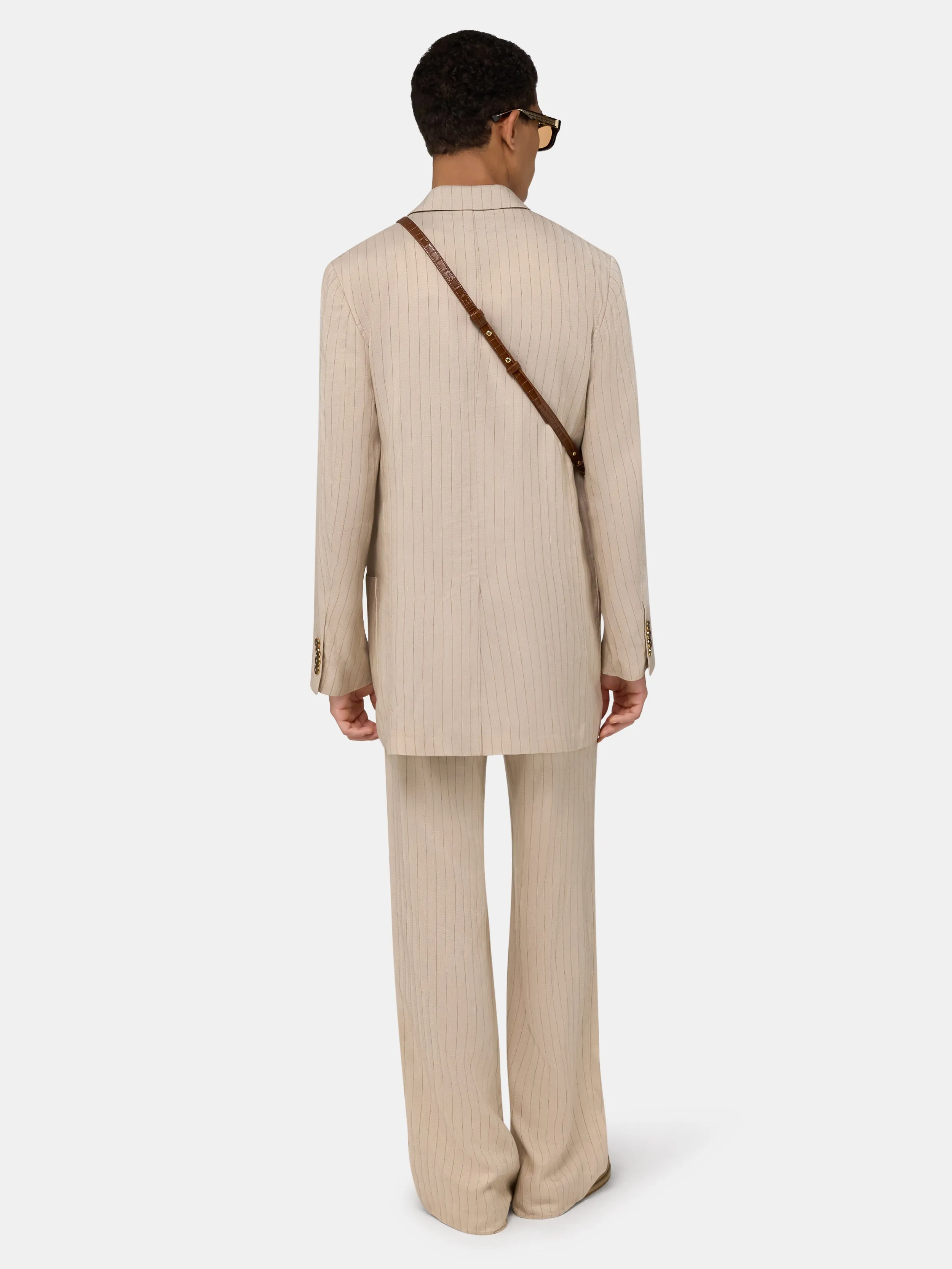 STRIPED DOUBLE-BREASTED BLAZER - Alabaster sold by AMIRI product image thumbnail 3