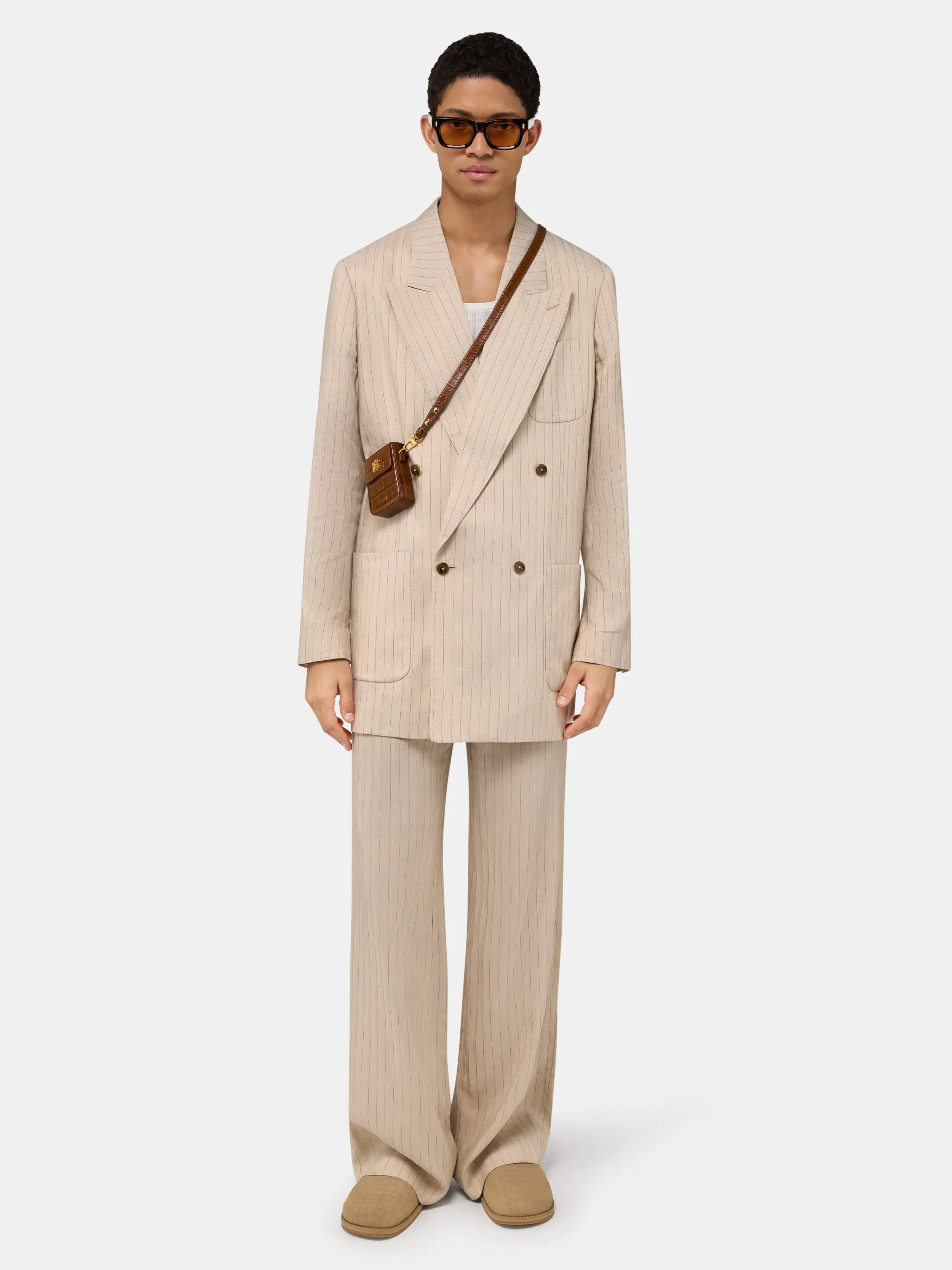 STRIPED DOUBLE-BREASTED BLAZER - Alabaster sold by AMIRI product image thumbnail 2