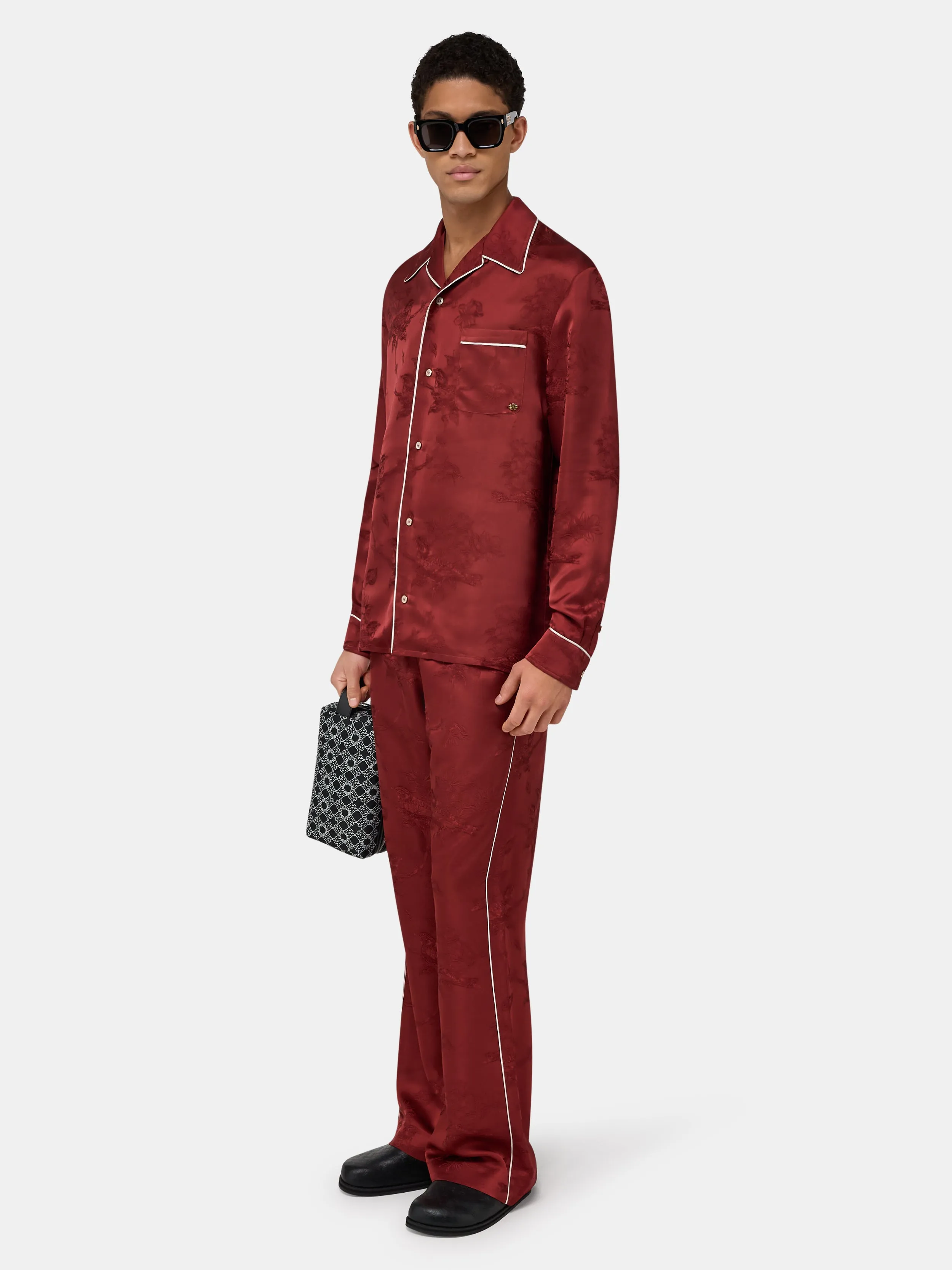 FLORAL JACQUARD PAJAMA SHIRT - Terracotta sold by AMIRI product image thumbnail 3