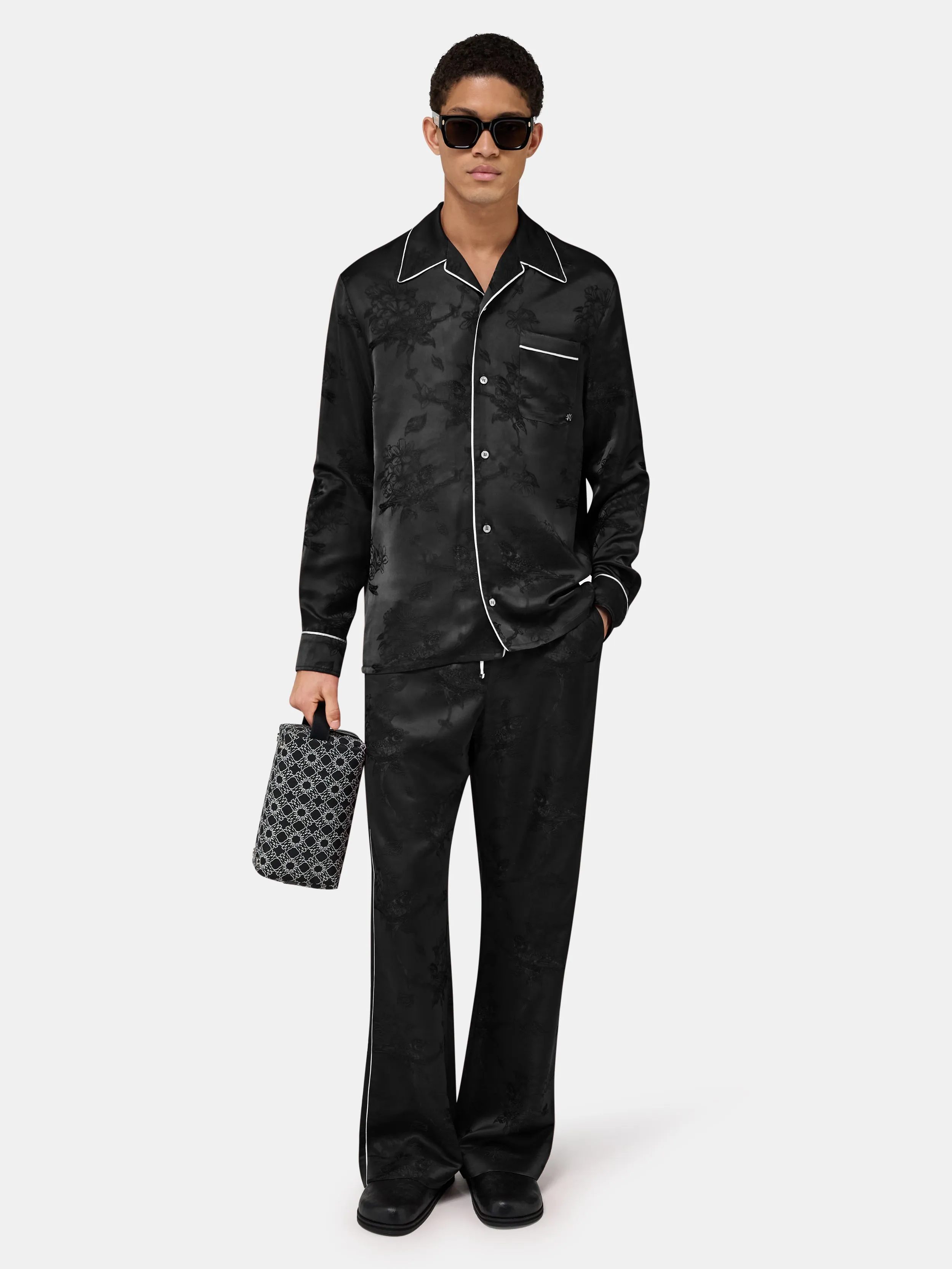 FLORAL JACQUARD PAJAMA SHIRT - Black sold by AMIRI product image thumbnail 2
