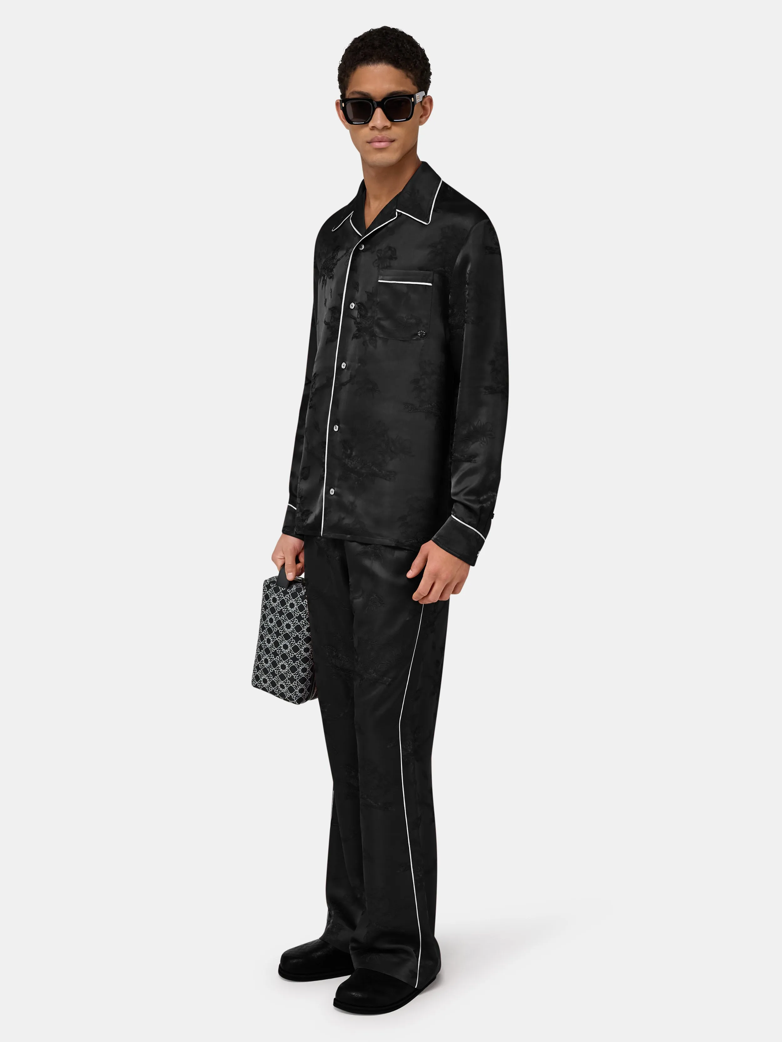 FLORAL JACQUARD PAJAMA SHIRT - Black sold by AMIRI product image thumbnail 3