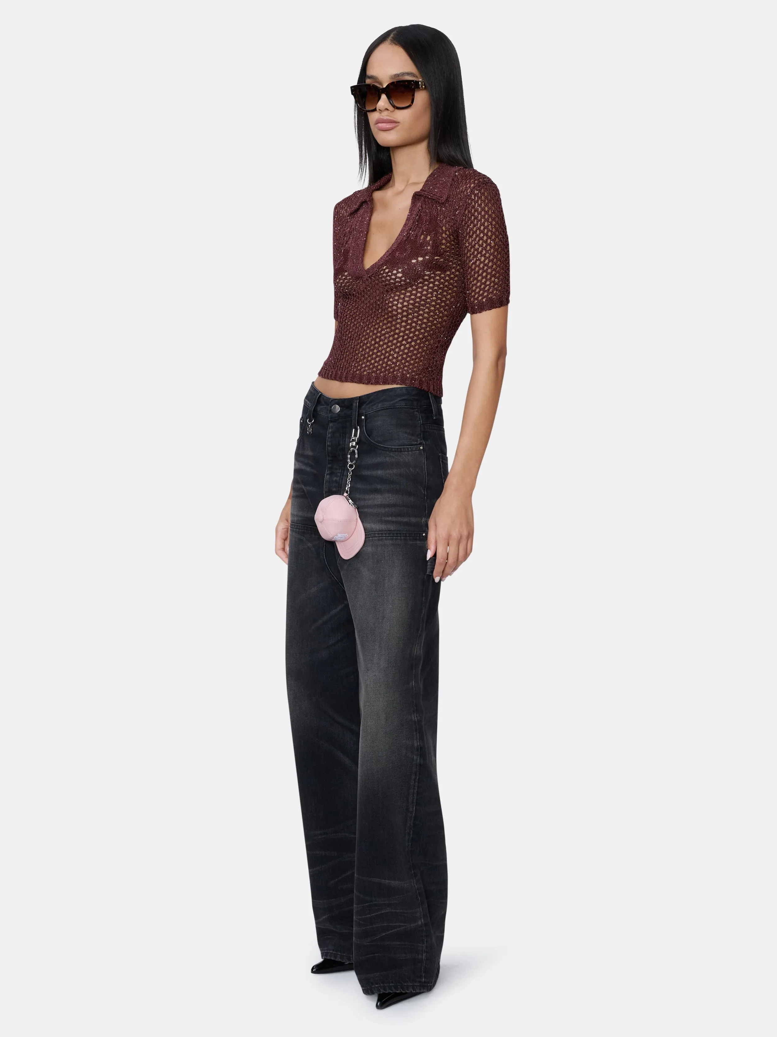 WOMEN - WOMEN'S FLORAL CROCHET POLO - Tobacco sold by AMIRI product image thumbnail 3