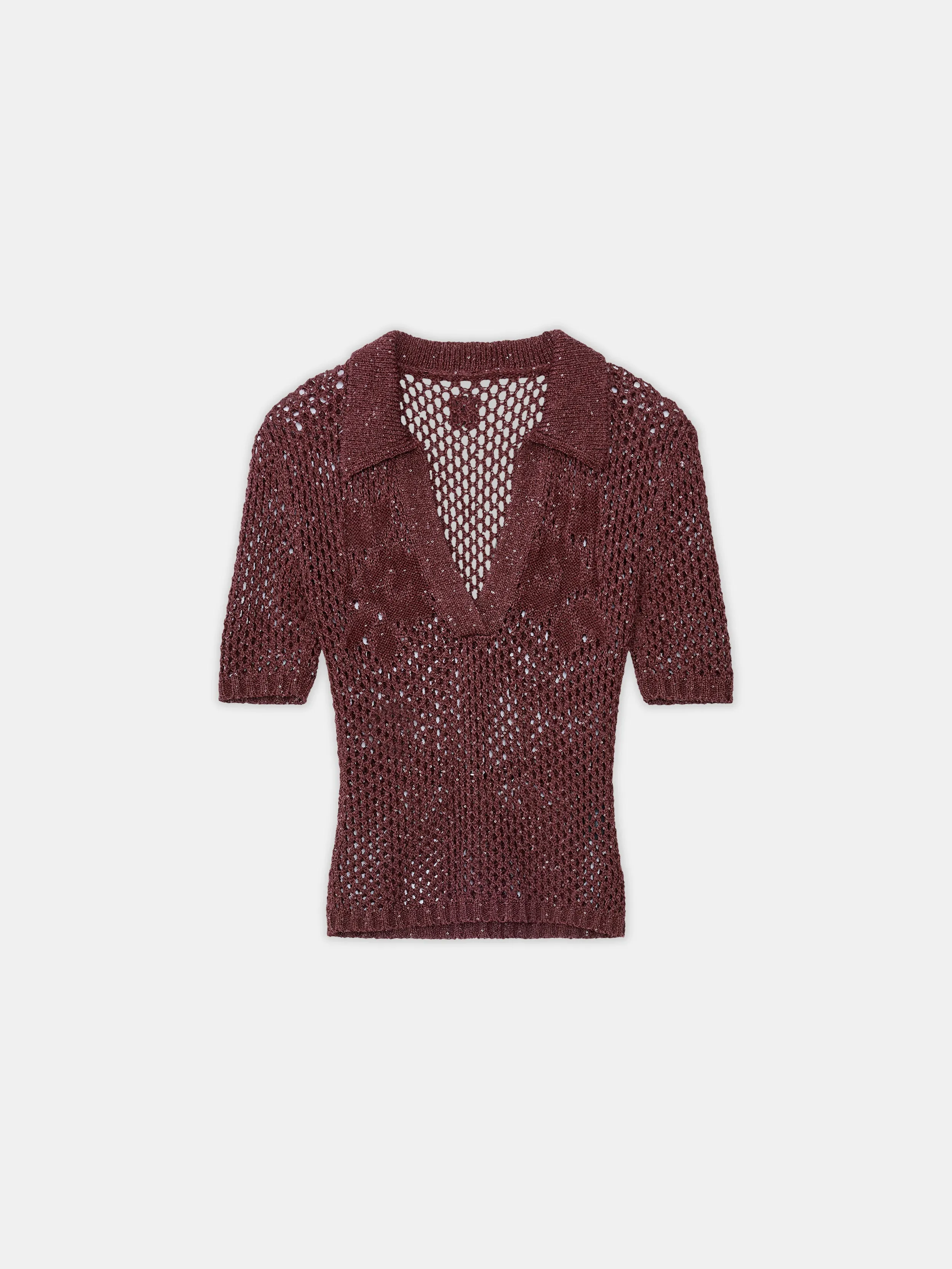 WOMEN - WOMEN'S FLORAL CROCHET POLO - Tobacco sold by AMIRI