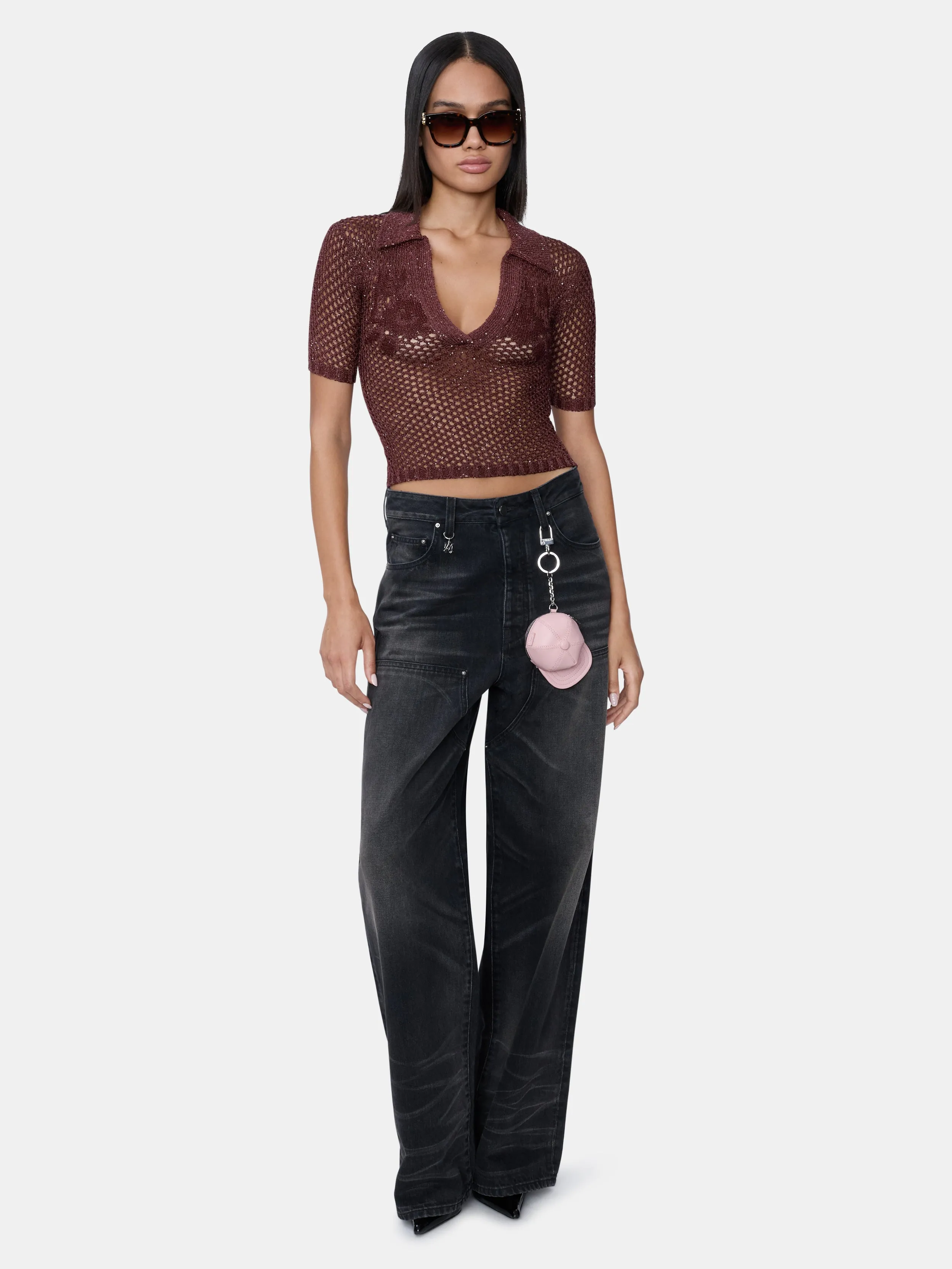 WOMEN - WOMEN'S FLORAL CROCHET POLO - Tobacco sold by AMIRI product image thumbnail 2