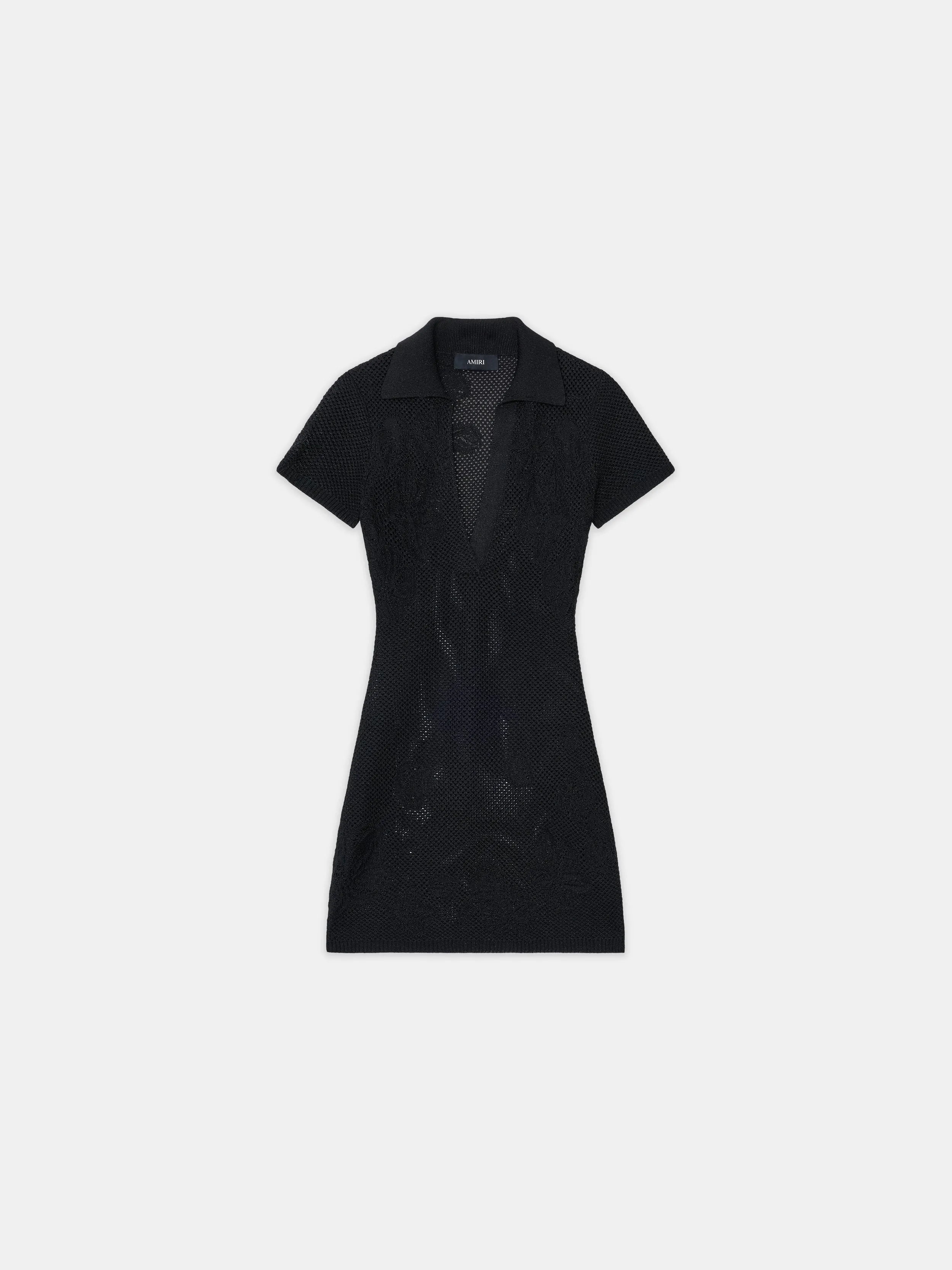 WOMEN - WOMEN'S FLORAL CROCHET POLO MINI DRESS - Black sold by AMIRI