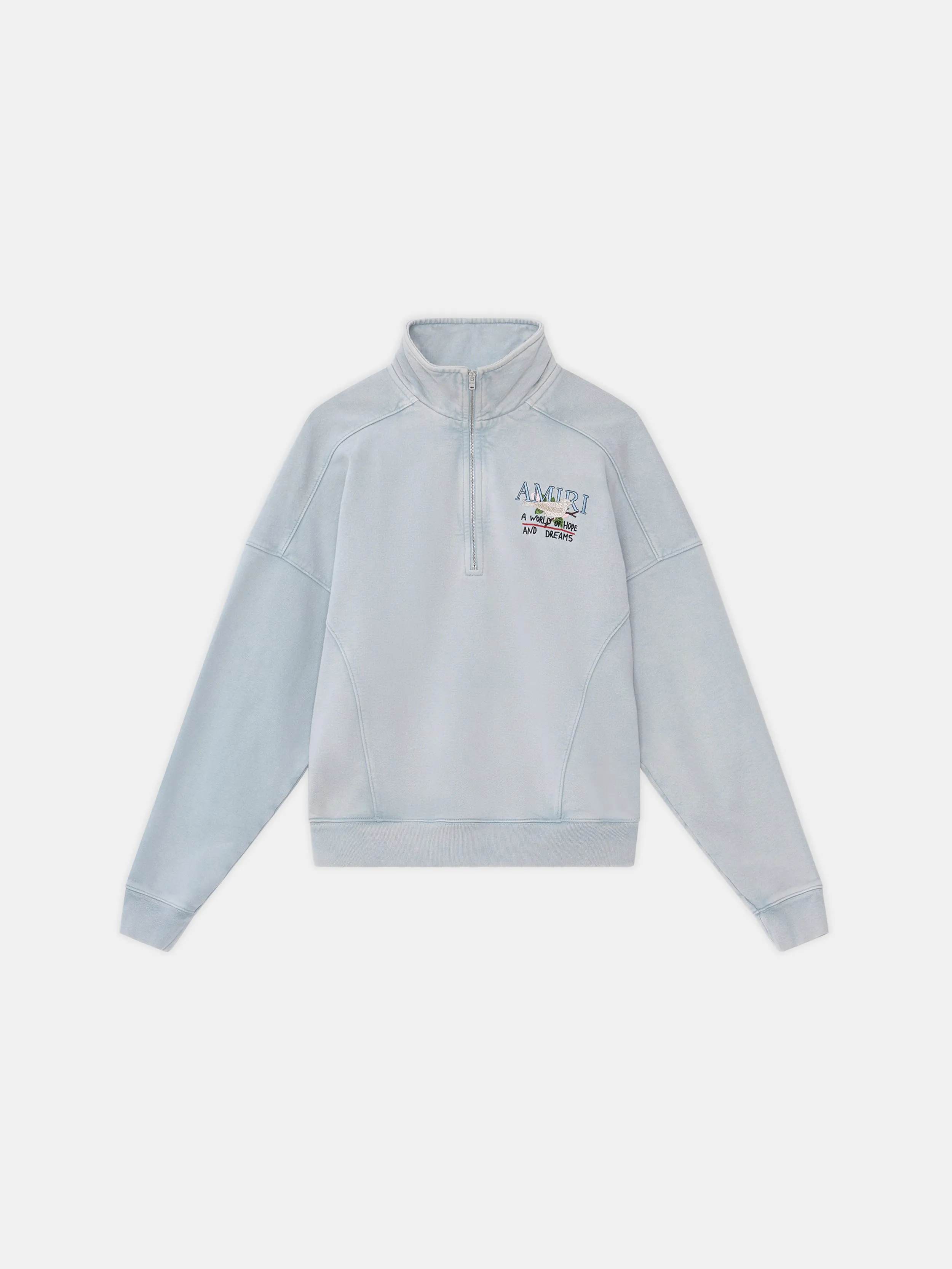 WOMEN - WOMEN'S HOPE AND DREAMS HALF ZIP CREW - Steel sold by AMIRI