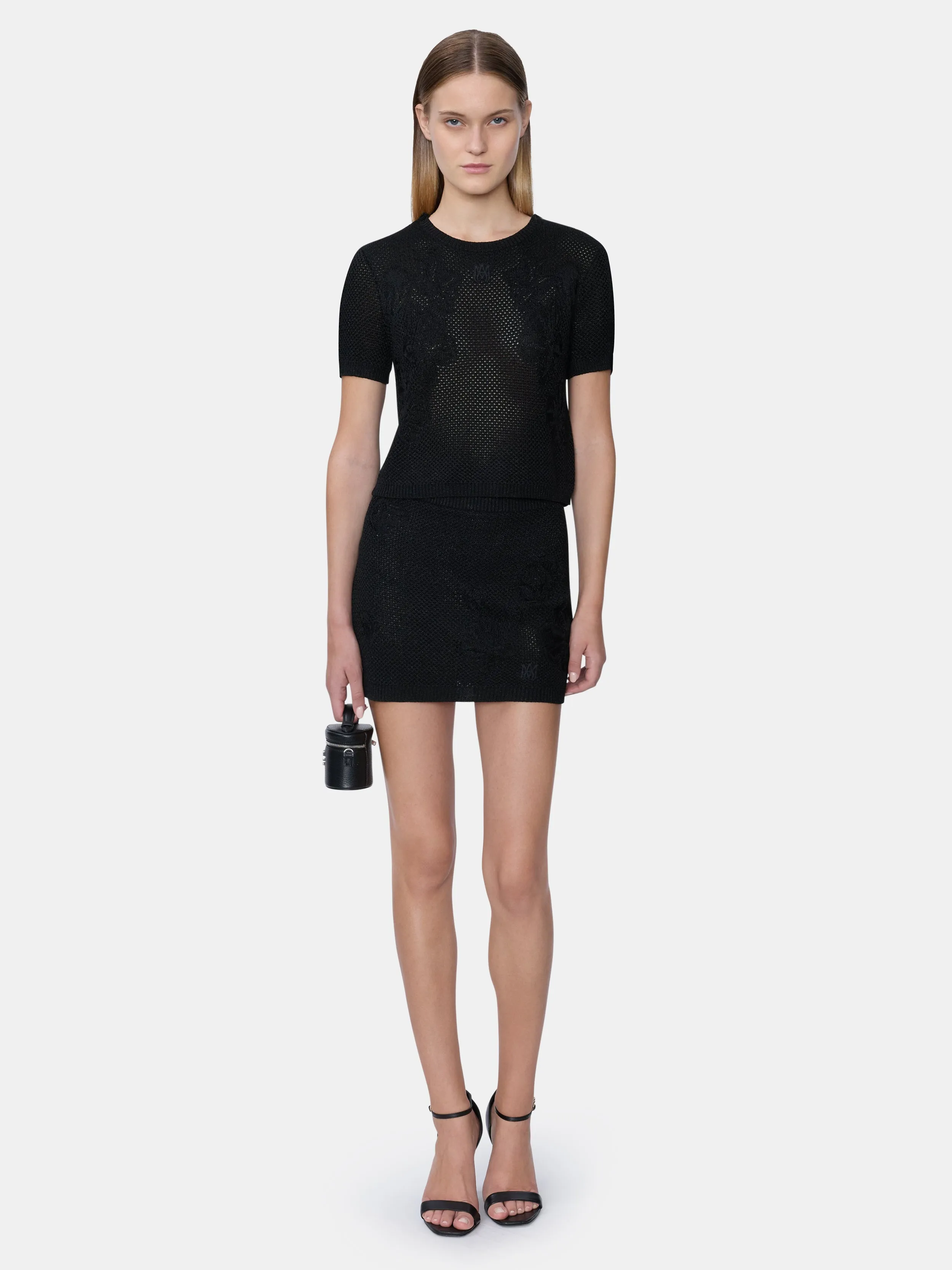 WOMEN - WOMEN'S FLORAL CROCHET MINI SKIRT - Black sold by AMIRI product image thumbnail 2
