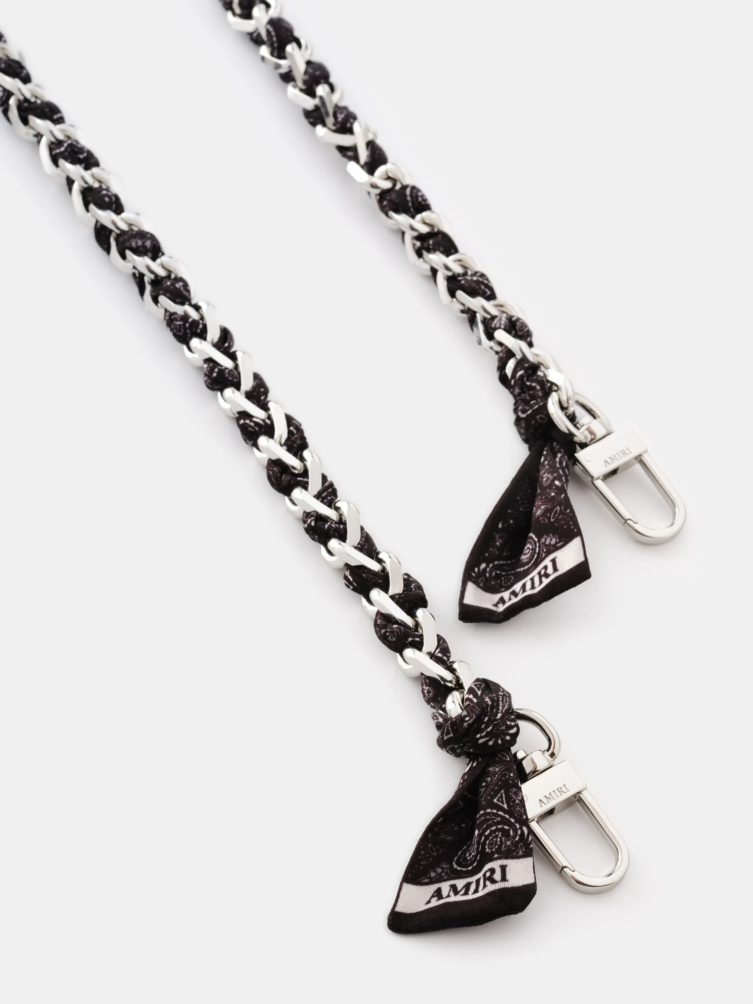 WOMENS - WOMEN'S BANDANA SILK CHAIN STRAP - Black Nickel sold by AMIRI