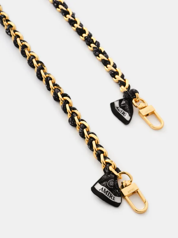 WOMENS - WOMEN'S BANDANA SILK CHAIN STRAP - Black Gold made by AMIRI