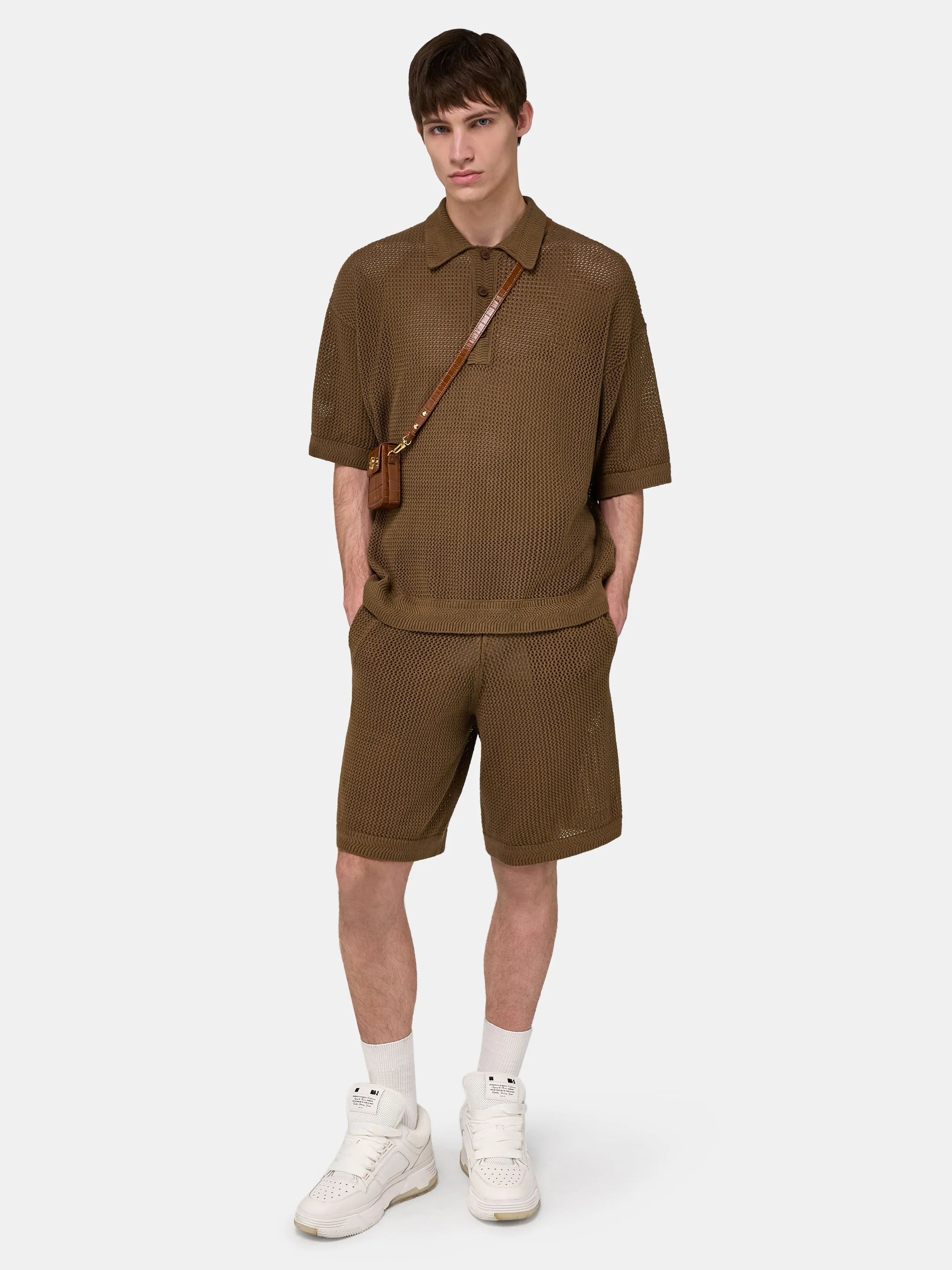 AMIRI CROCHET MESH POLO - Espresso sold by AMIRI product image thumbnail 2