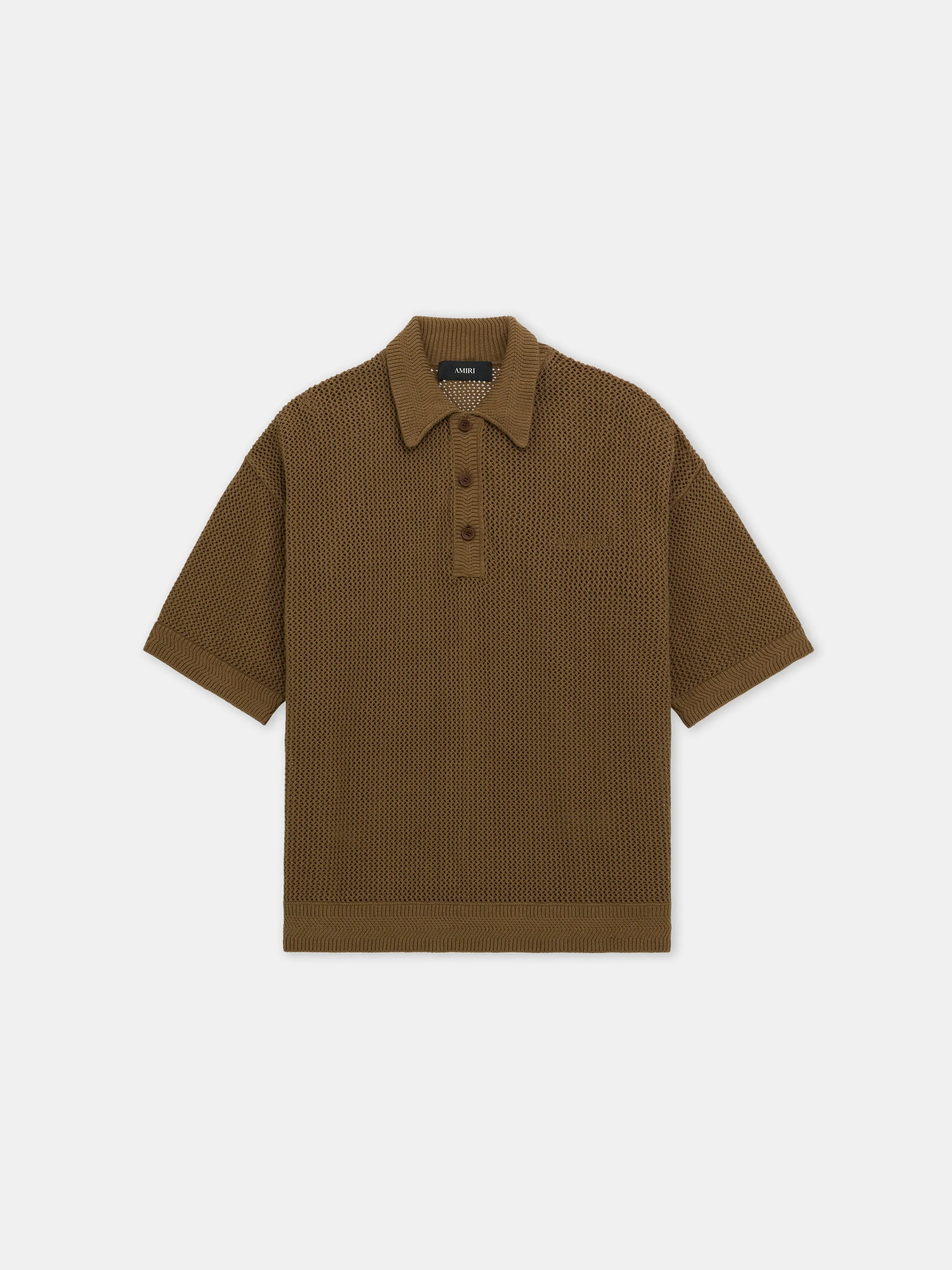 AMIRI CROCHET MESH POLO - Espresso sold by AMIRI