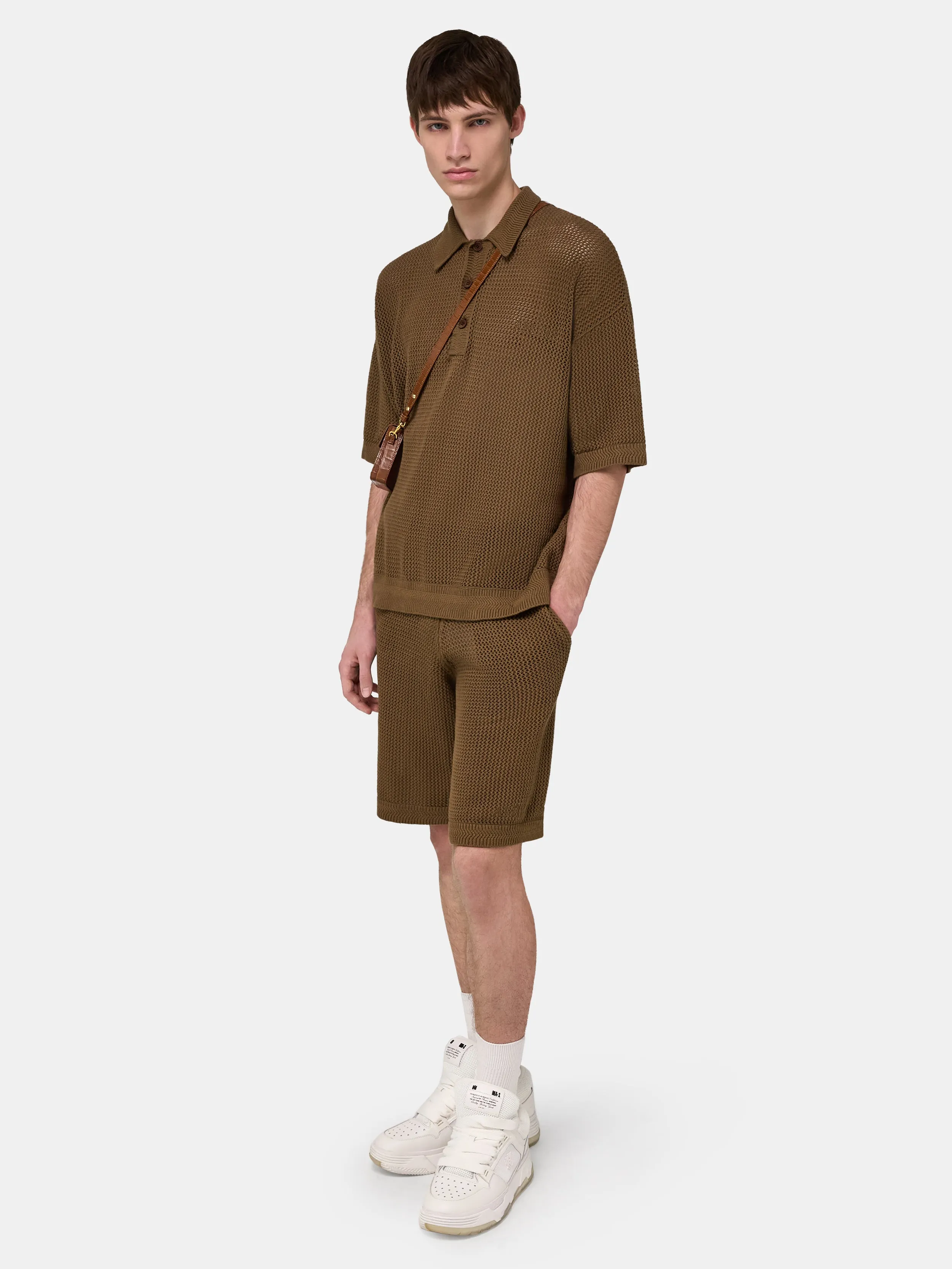 AMIRI CROCHET MESH POLO - Espresso sold by AMIRI product image thumbnail 3