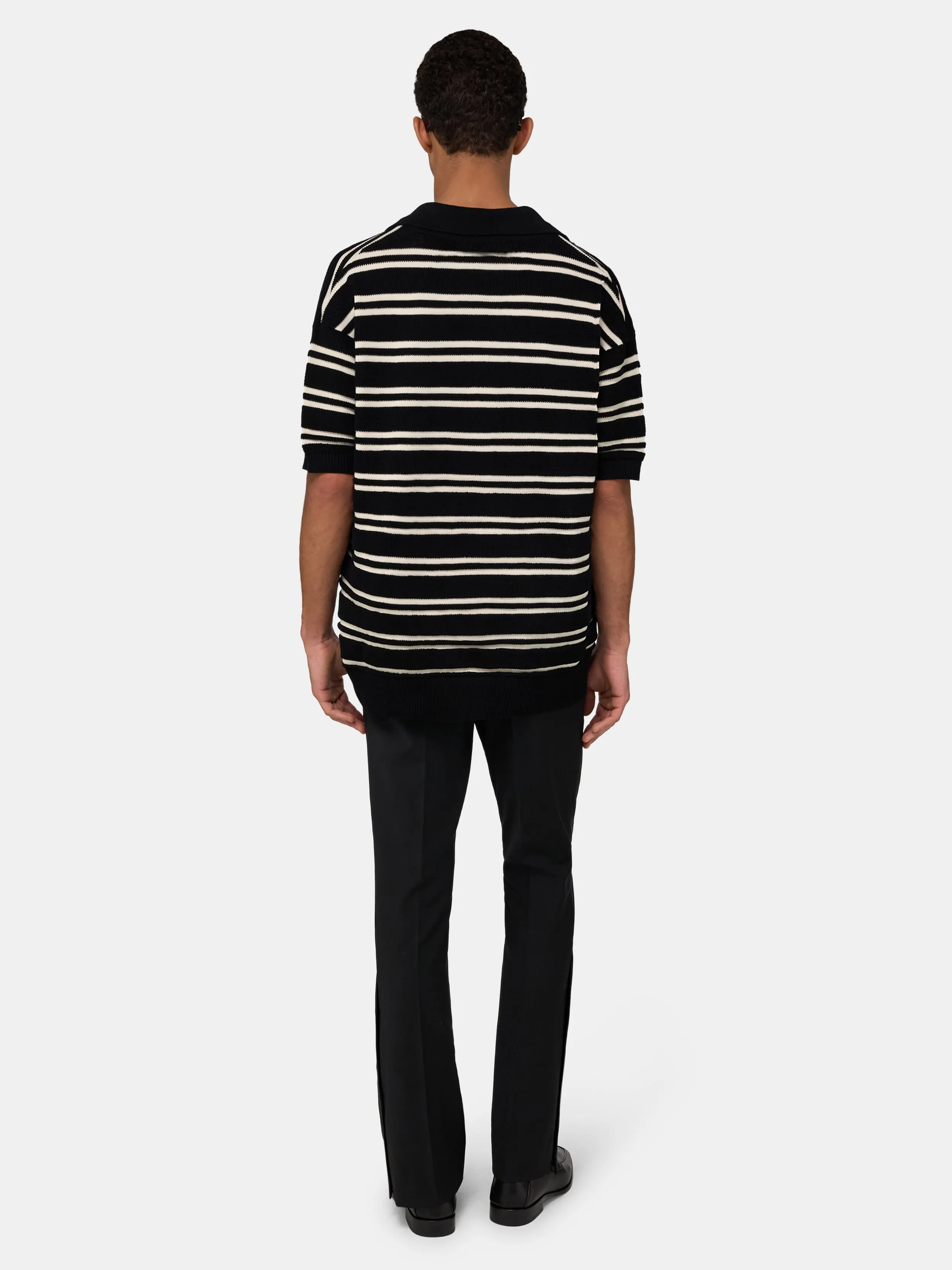 MA STRIPE KNIT SS POLO - Black sold by AMIRI product image thumbnail 4