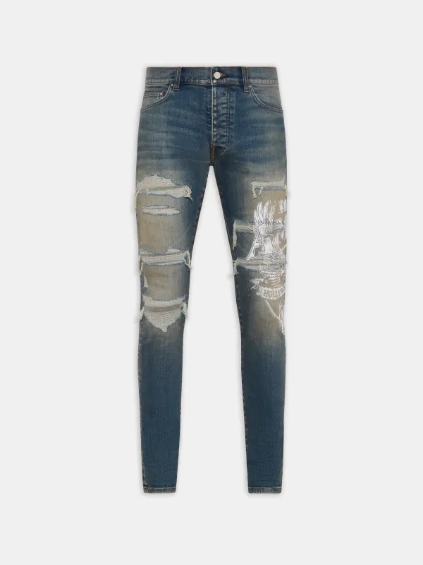 AMIRI EAGLE REPAIR SKINNY JEAN - Driftwood Blue made by AMIRI