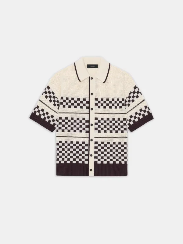 CHECKERED MESH SHIRT - Alabaster made by AMIRI