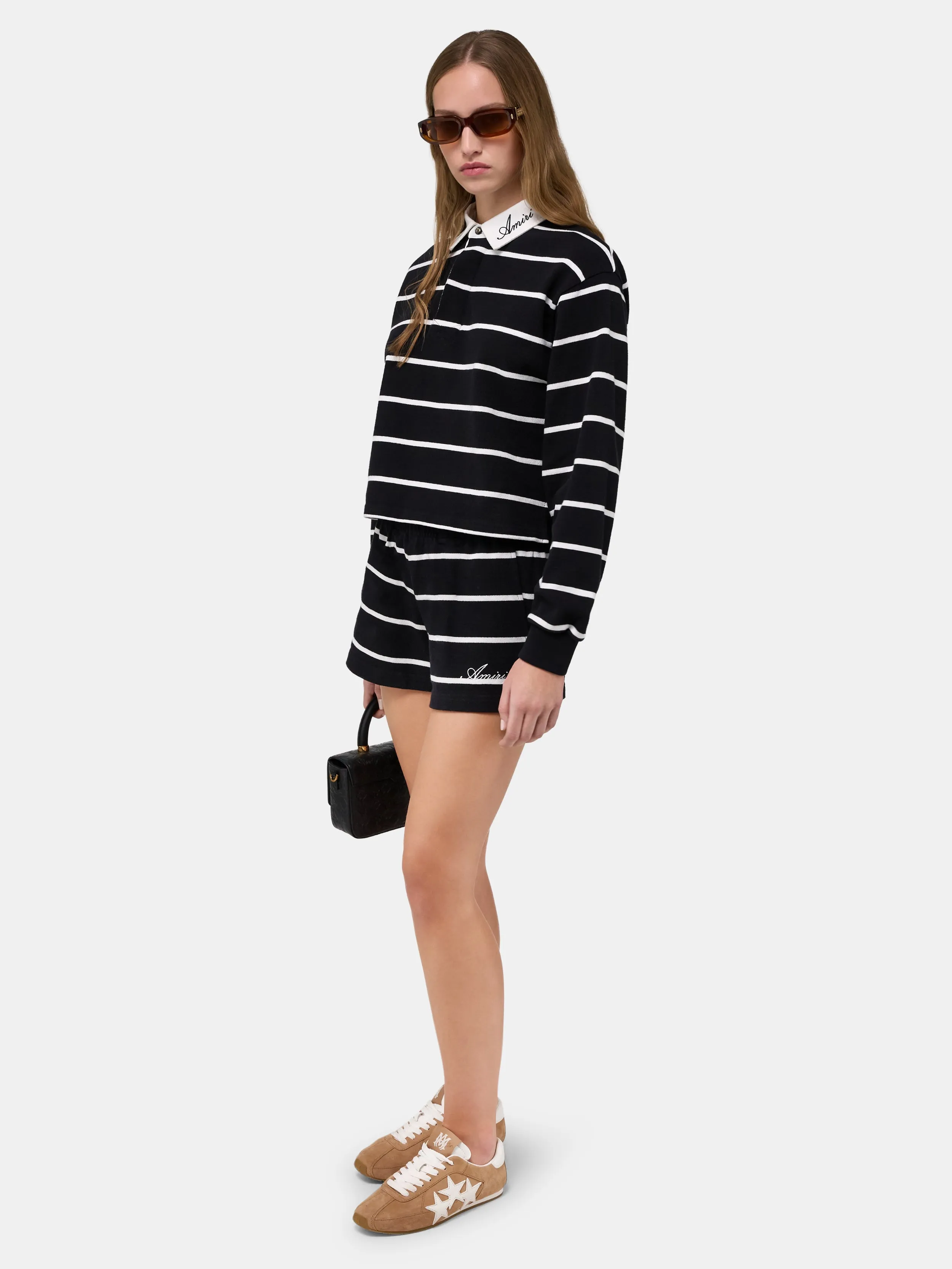 WOMEN - WOMEN'S STRIPED SWEATSHORT - Black sold by AMIRI product image thumbnail 3