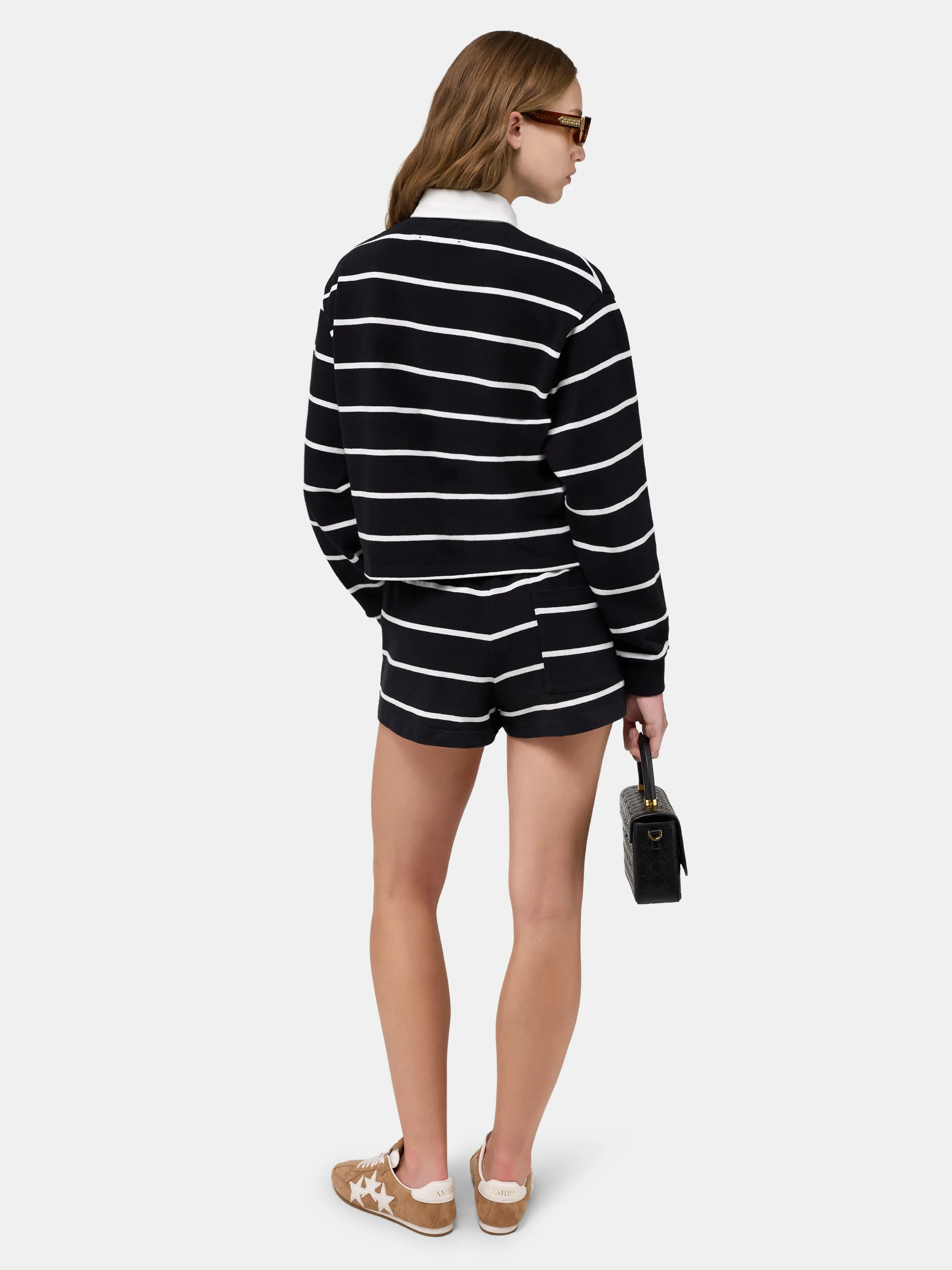 WOMEN - WOMEN'S STRIPED SWEATSHORT - Black sold by AMIRI product image thumbnail 4