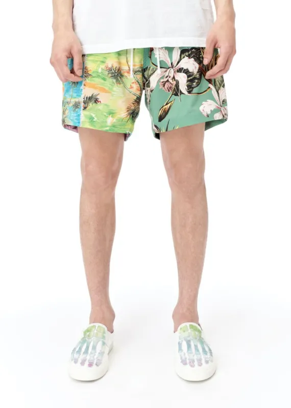 Hawaiian Repair Swim Trunks - Purple / Green sold by AMIRI