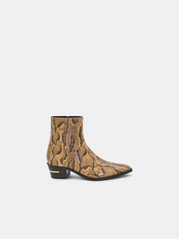 PYTHON EMBOSSED RYDER BOOT - Brown made by AMIRI