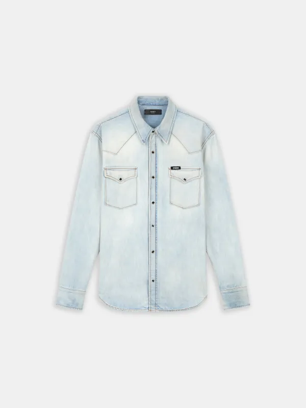WESTERN DENIM LONG SLEEVE SHIRT - Snow Indigo made by AMIRI