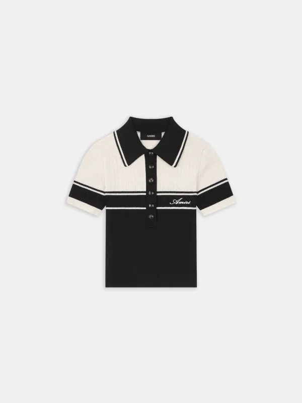 WOMEN - WOMEN'S SCRIPT KNIT SLIM POLO - Black made by AMIRI