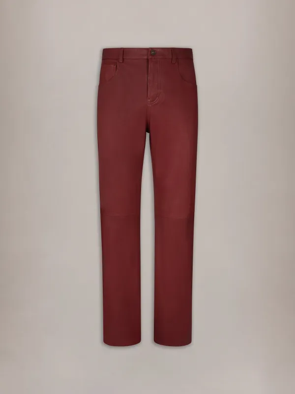 VINTAGE CUT LEATHER PANT - Brick made by AMIRI