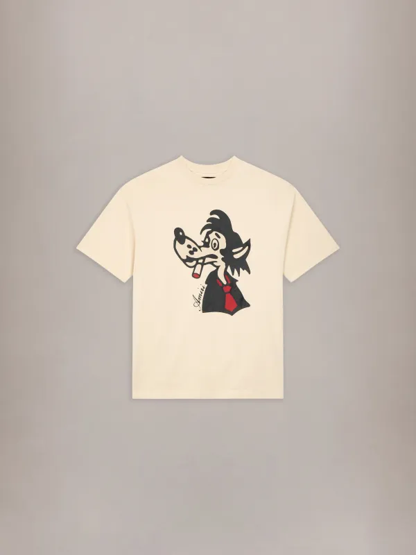 SMOKING WOLF OVERSIZED TEE - Alabaster made by AMIRI