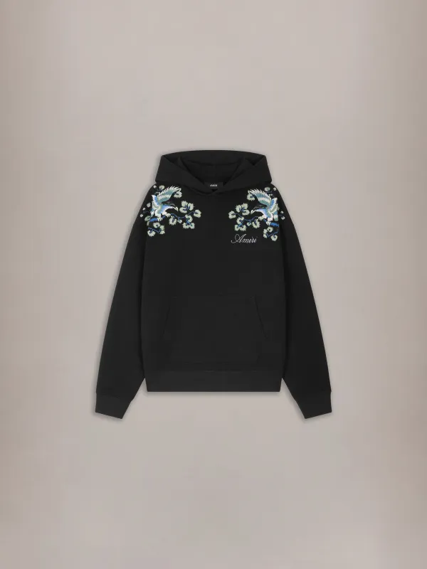FLORAL EMBROIDERED HOODIE - Black made by AMIRI