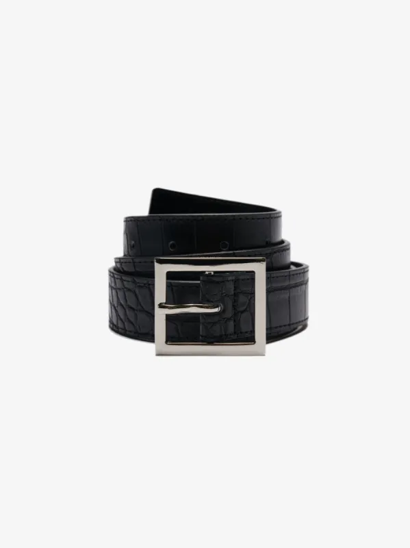 Emboss Croc Classic Belt - Black / Silver sold by AMIRI