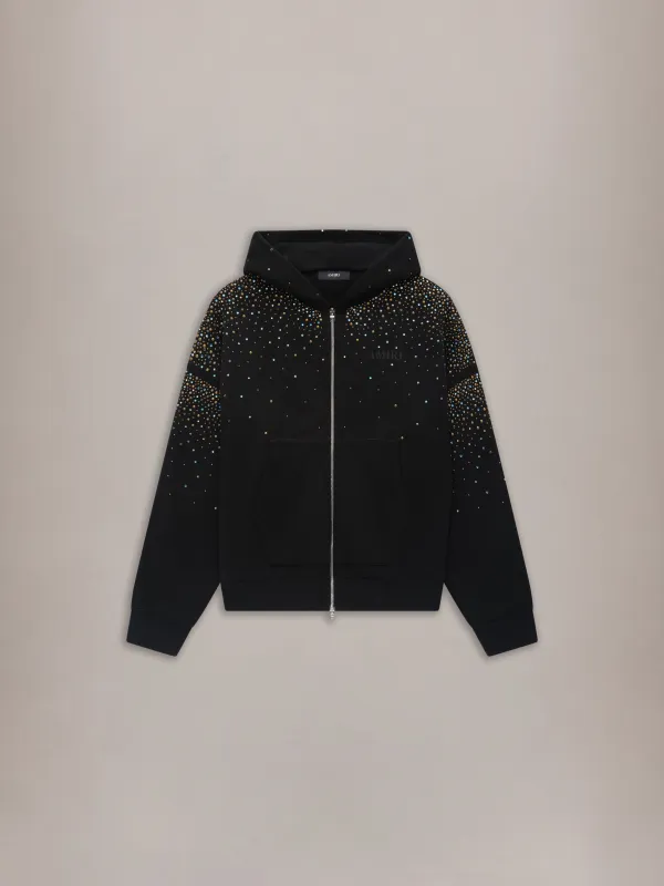 CRYSTALS OVERSIZED ZIP UP HOODIE - Black made by AMIRI