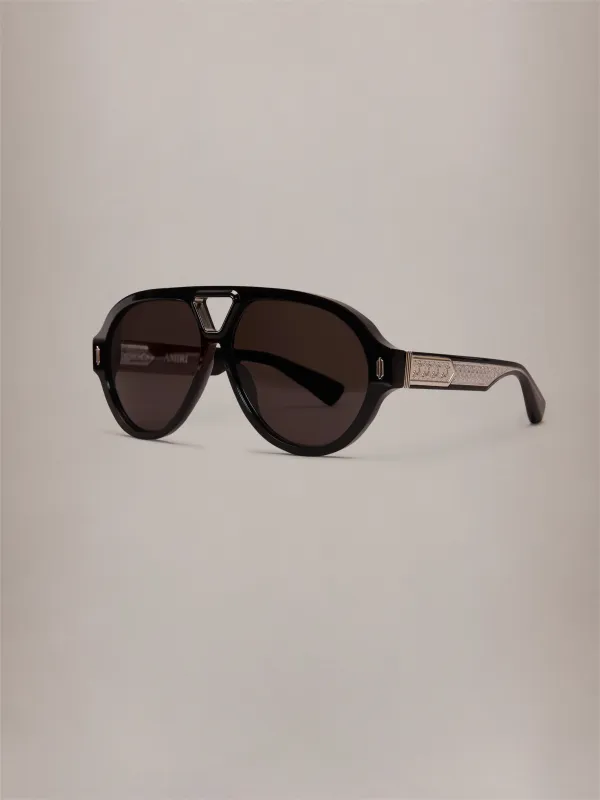 SUNSET EXPOSED CORE WIRE - Black Black Silver made by AMIRI
