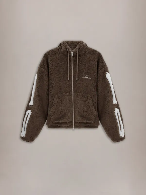 WOMEN - WOMEN'S BONES FLEECE JACKET - Dark Brown made by AMIRI