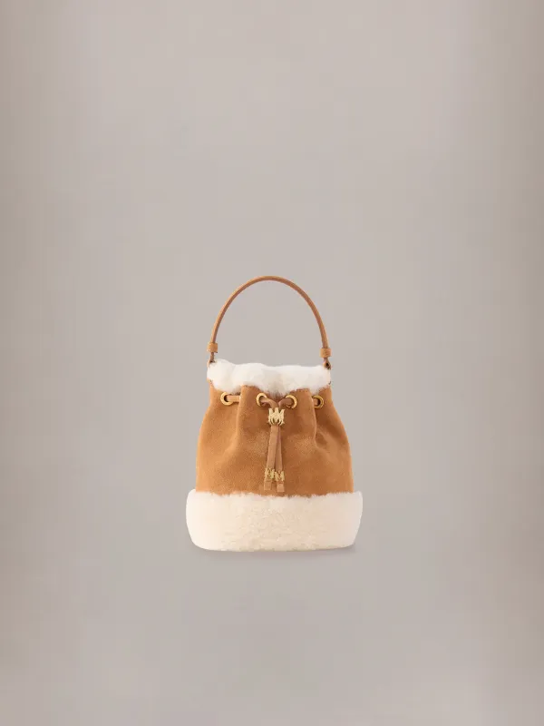 WOMEN - WOMEN'S SHEARLING MICRO MA BUCKET BAG - Sand made by AMIRI